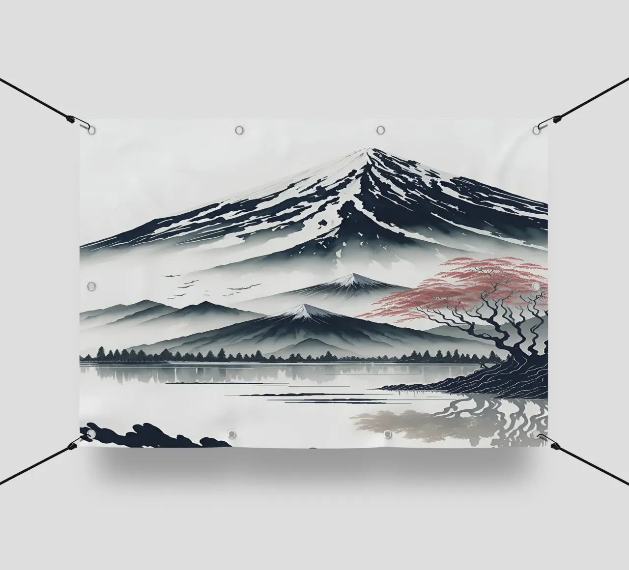 montagna neve lago albero riflessione telo in pvc da James Isaac Jackson