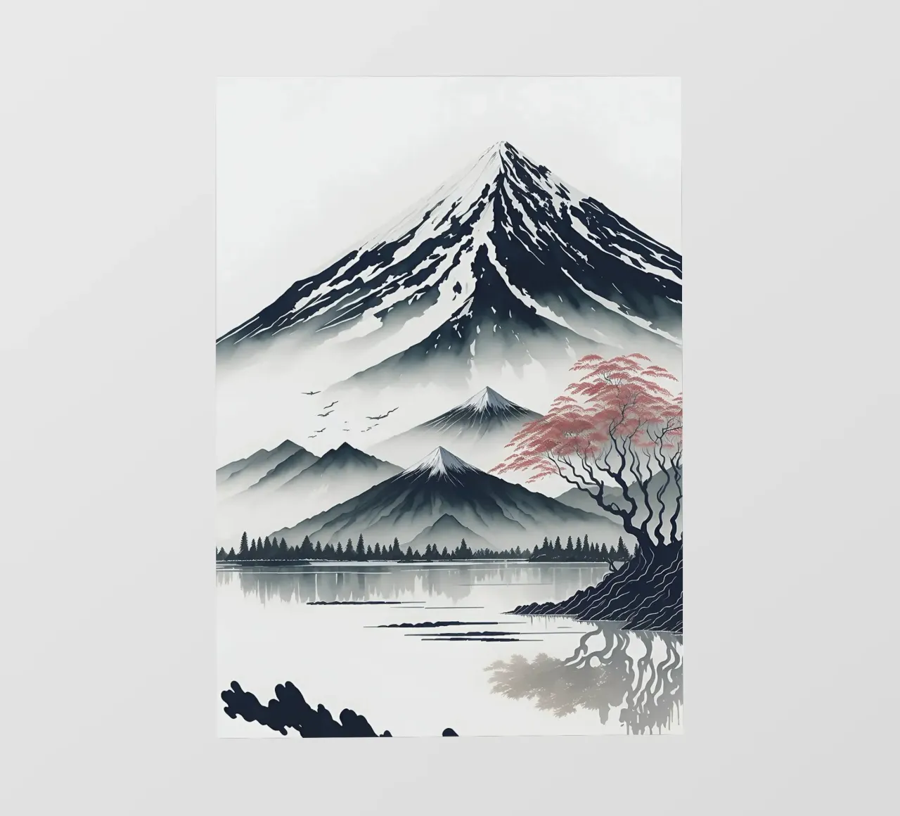 montagna neve lago albero riflessione telo in pvc da James Isaac Jackson