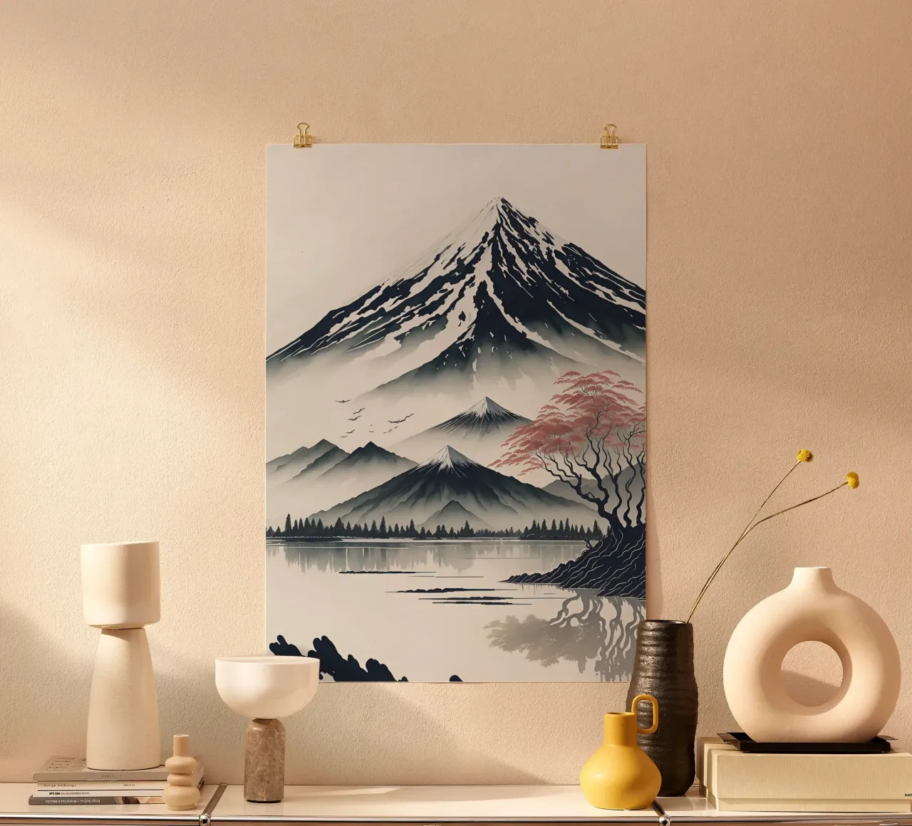 mountain snow lake tree reflection hahnemühle by James Isaac Jackson