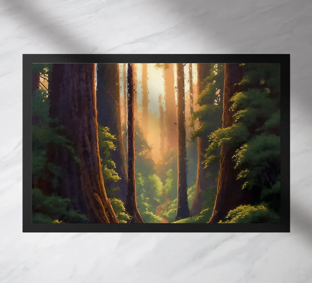 alberi di sequoia foresta sentiero luce solare verde zerbino da James Isaac Jackson