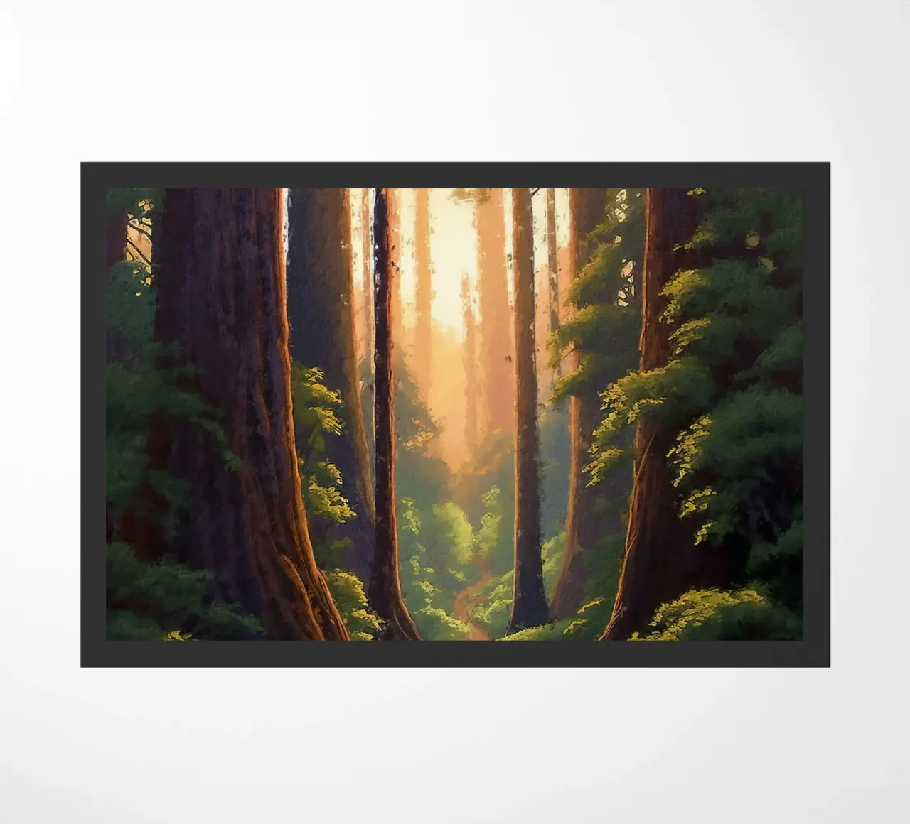 alberi di sequoia foresta sentiero luce solare verde zerbino da James Isaac Jackson