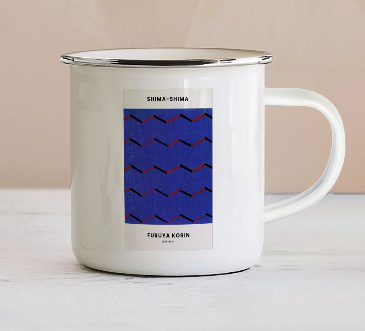 Furuya Korin - Thread Print tazza in smalto da Vintage by JUNIQE