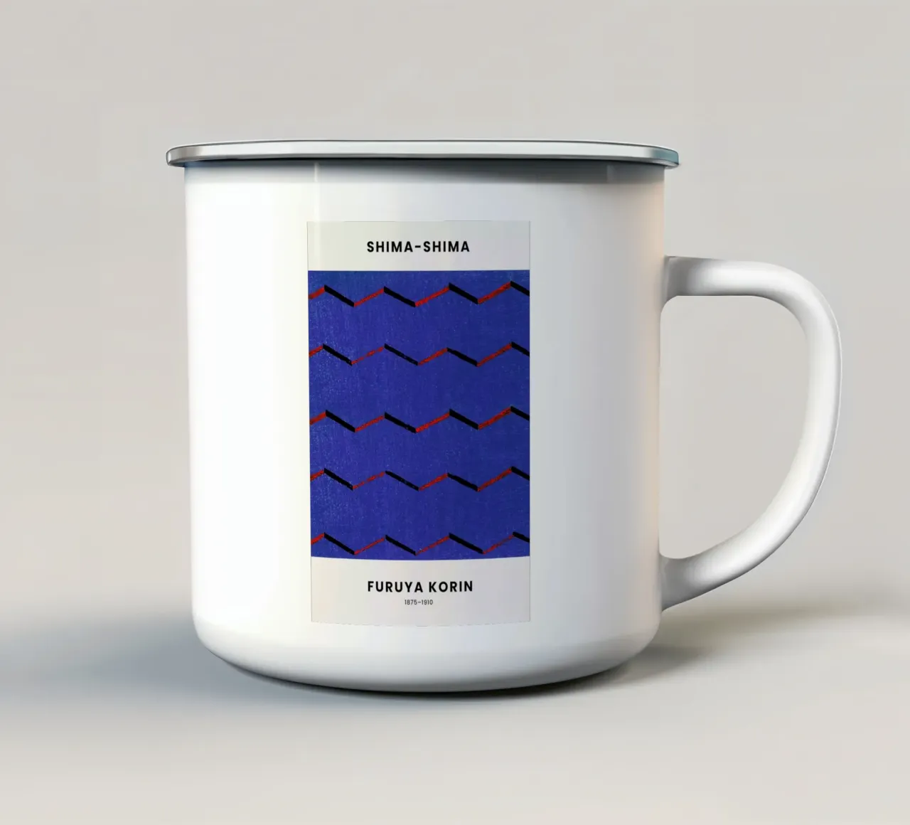 Furuya Korin - Thread Print taza de esmalte de Vintage by JUNIQE