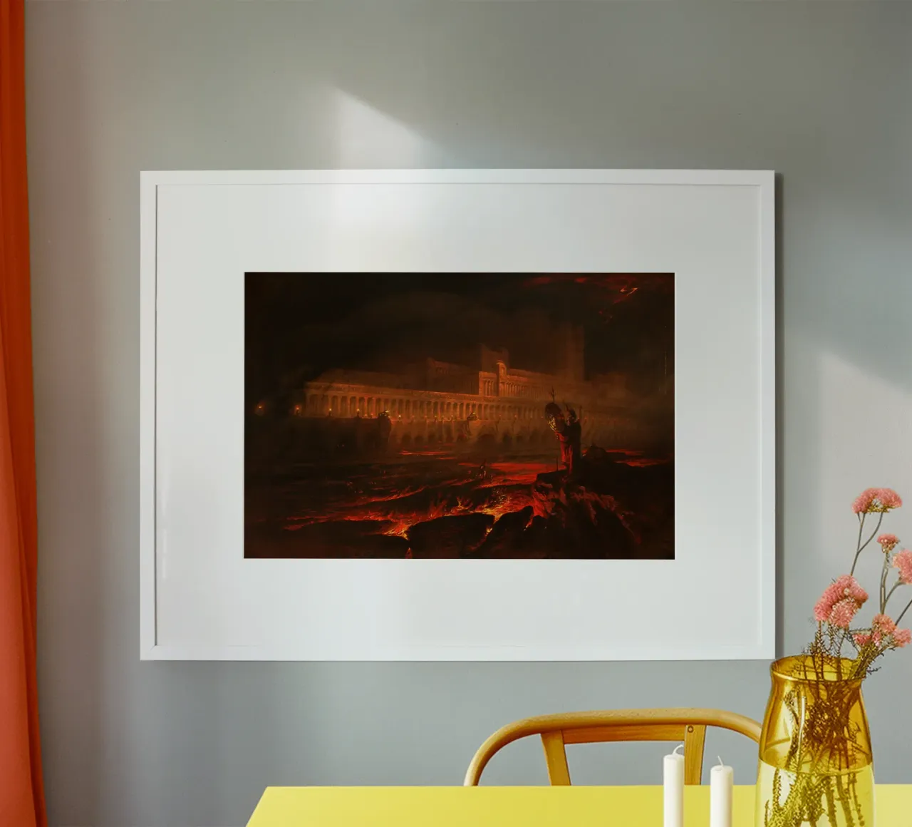 John Martin - Pandemonium (1841) Visione drammatica dell'Inferno poster con telaio in legno da Wirla