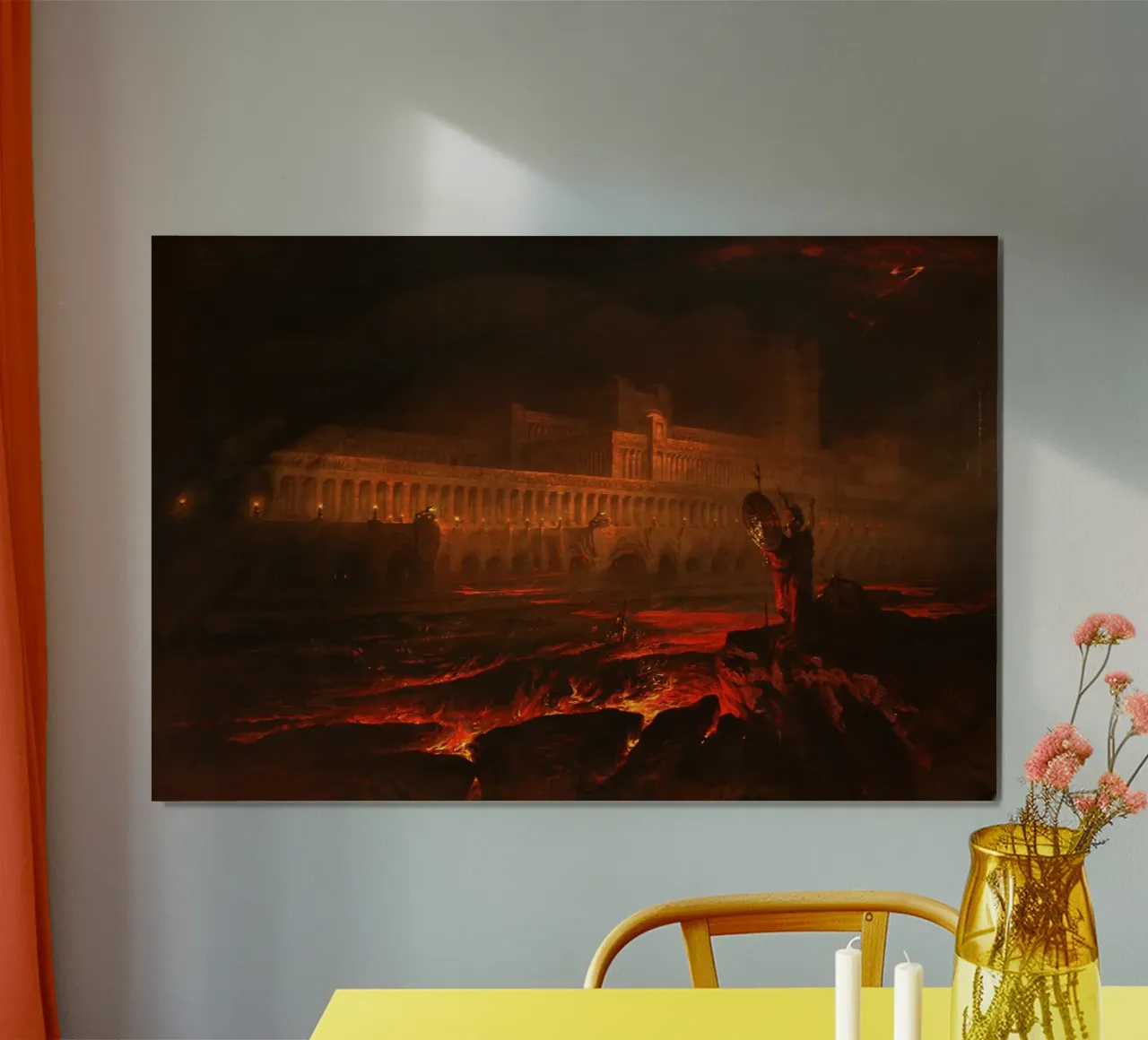 John Martin - Pandemonium (1841) Visione drammatica dell'Inferno poster con telaio in legno da Wirla