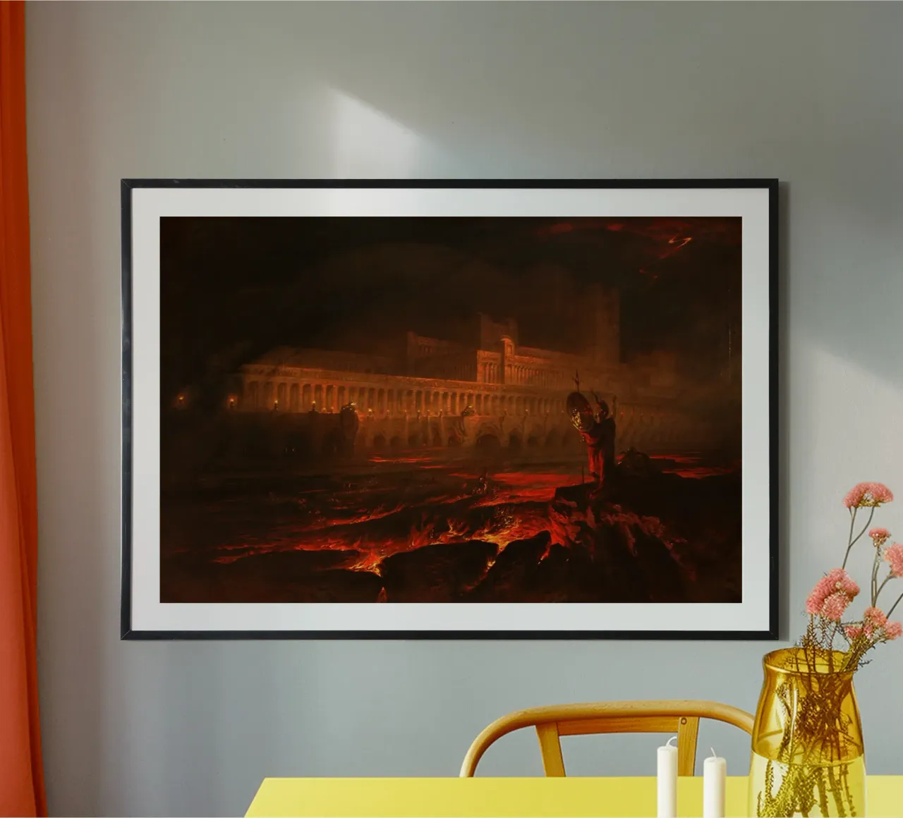 John Martin - Pandemonium (1841) Visione drammatica dell'Inferno poster con telaio in legno da Wirla