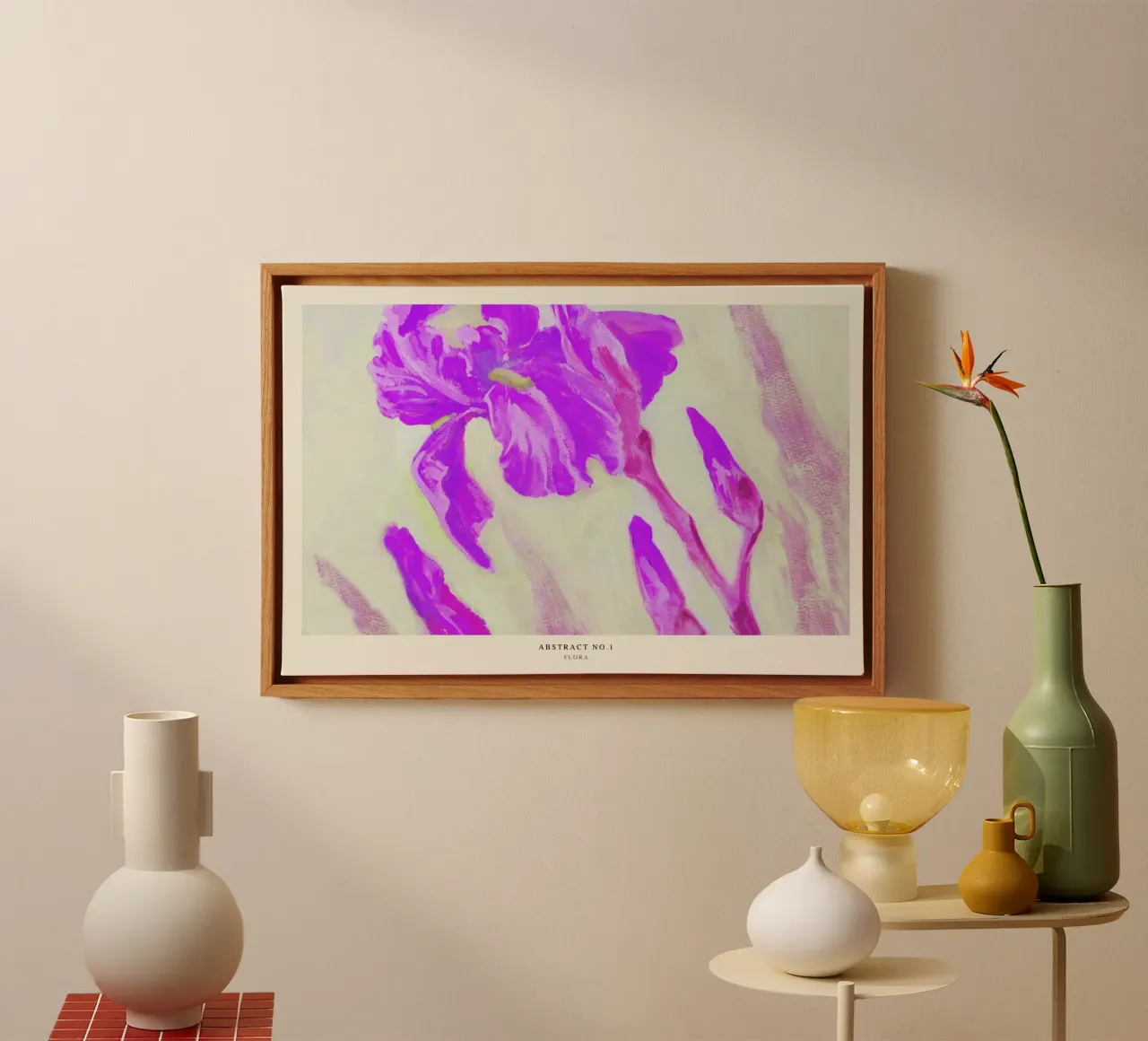 Flora tela con Cornice a cassetta da Graphite