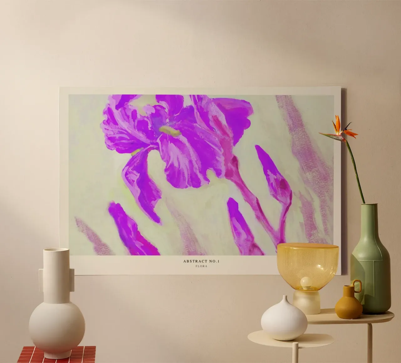 Flora tela con Cornice a cassetta da Graphite