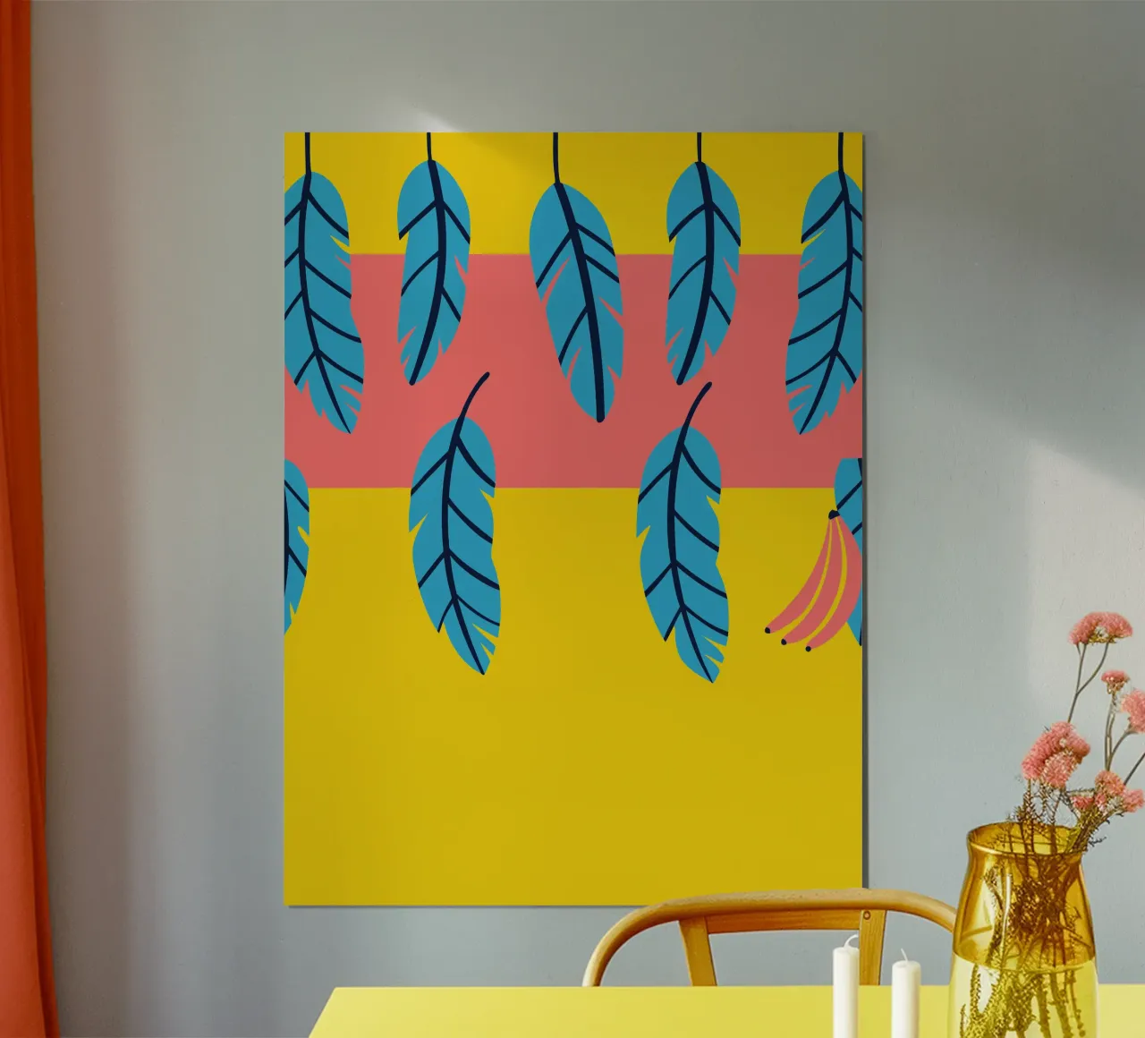 Foglie blu poster con telaio in plastica da TODAY'S SHOP
