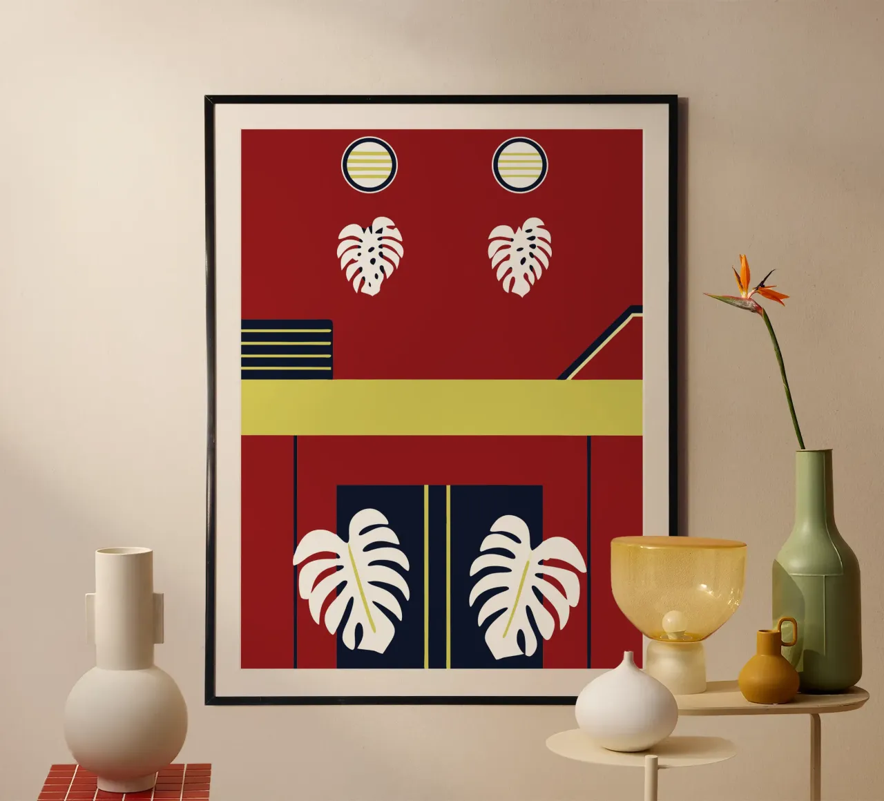 Fiore di Monstera poster con telaio in legno da TODAY'S SHOP