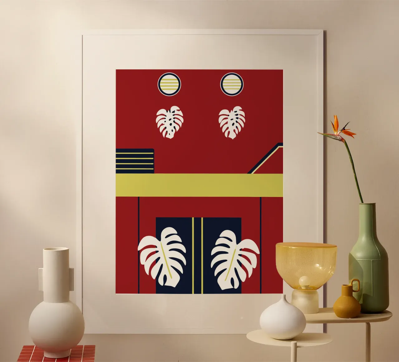 Fiore di Monstera poster con telaio in legno da TODAY'S SHOP
