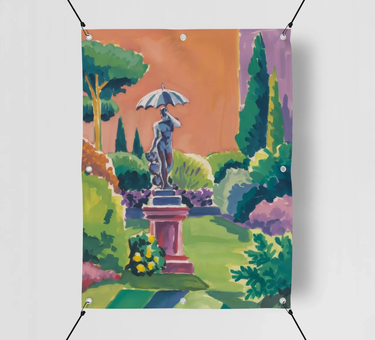 Statua della pace in giardino telo in pvc da Mystic Grain