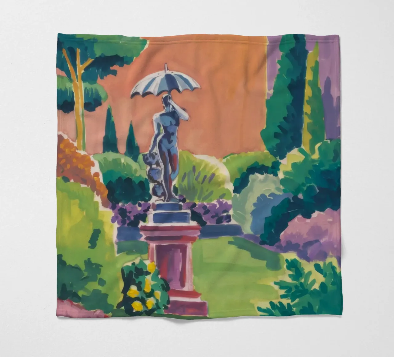 Statua della pace in giardino coperta in pile da Mystic Grain