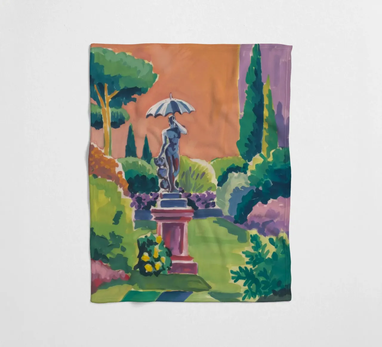 Statua della pace in giardino coperta in pile da Mystic Grain