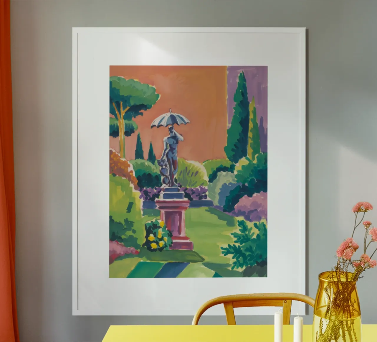 Statua della pace in giardino poster con telaio in plastica da Mystic Grain