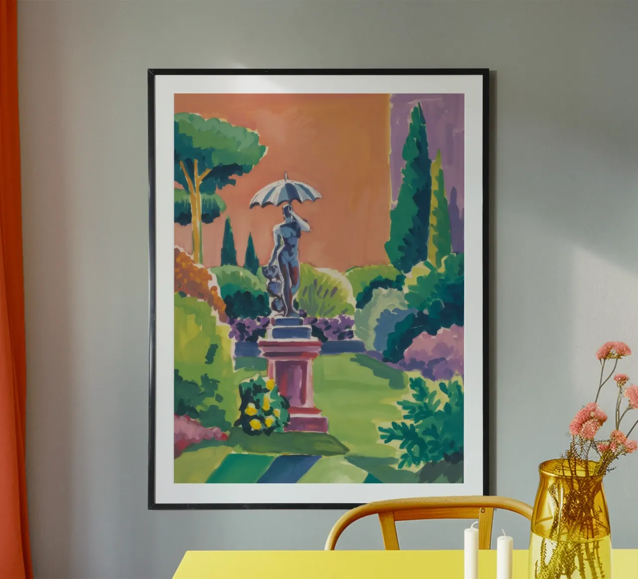 Statua della pace in giardino poster con telaio in plastica da Mystic Grain