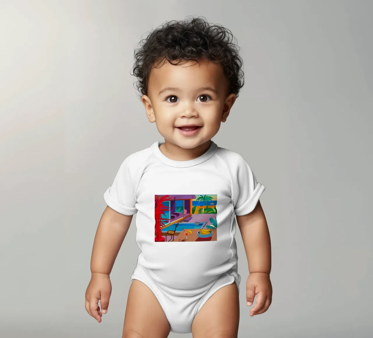 Obstmorgen am Pool Kurzarm Babybody von Mystic Grain