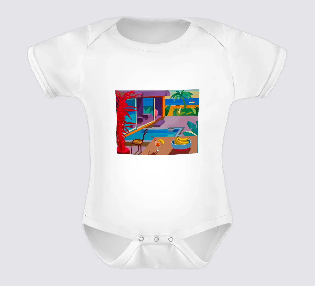 Obstmorgen am Pool Kurzarm Babybody von Mystic Grain