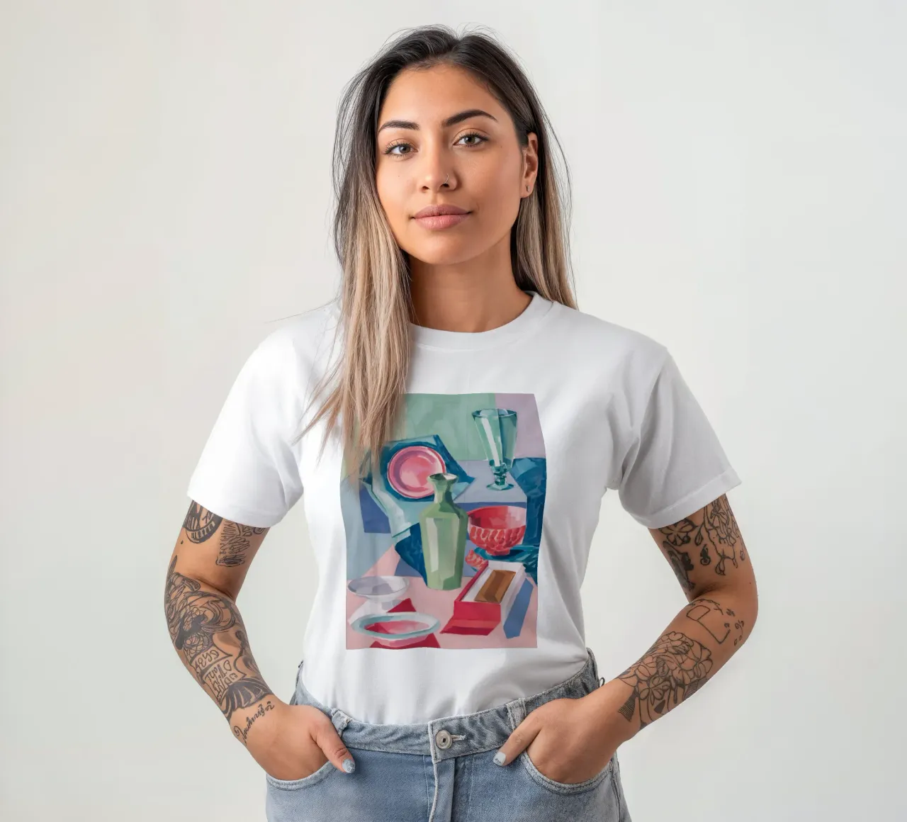 Tavolo in vetro e colore t-shirt da Mystic Grain
