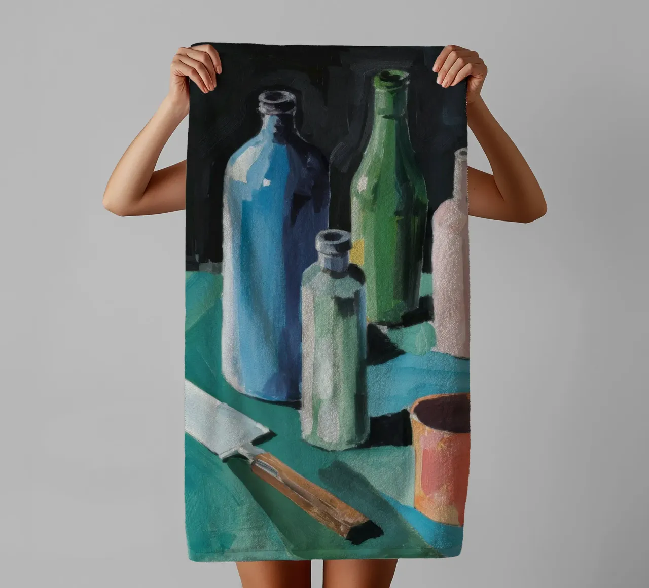 Bottles and Blade towel by Mystic Grain