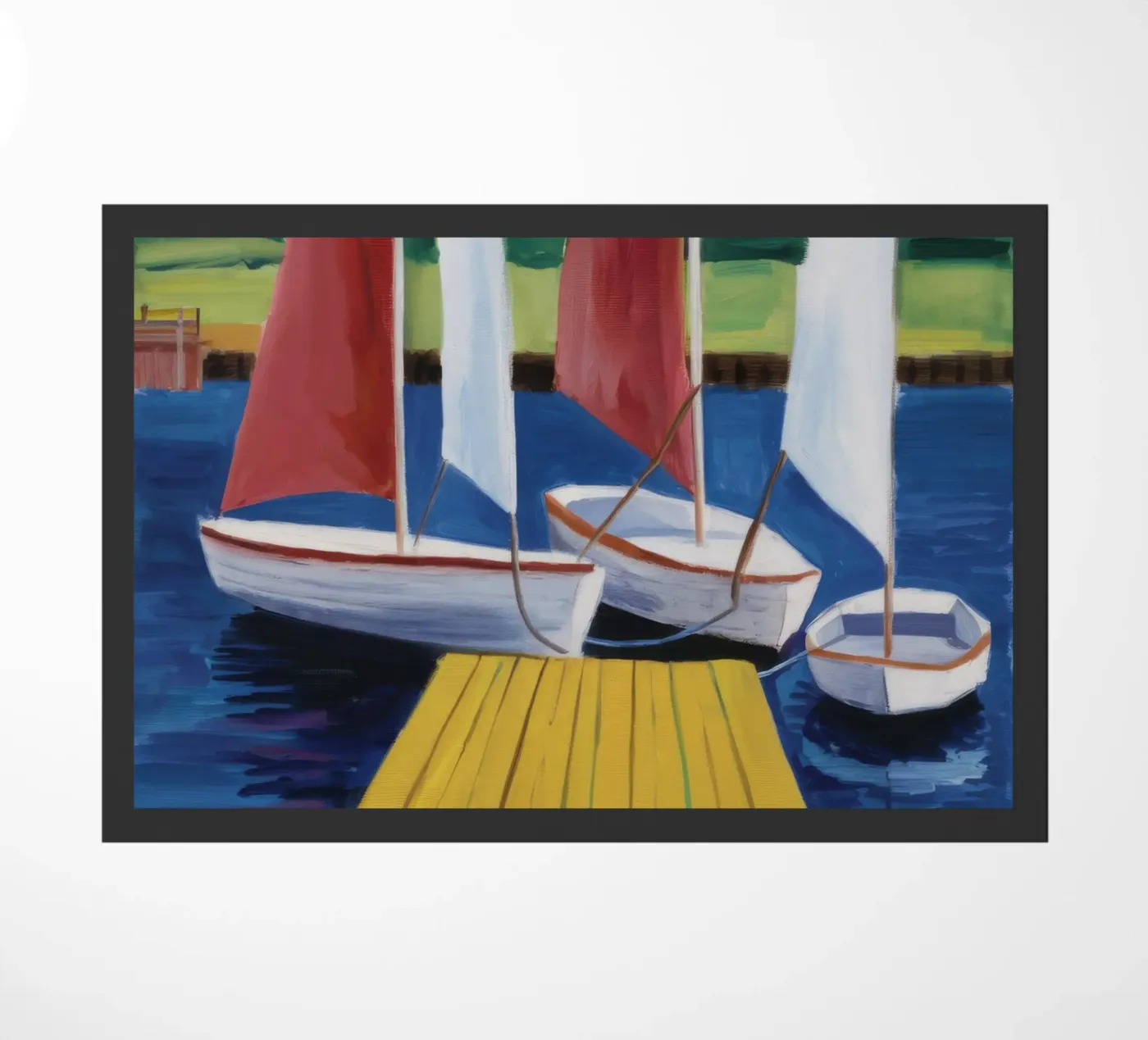 Sailboat Dock Calm Fußmatte von Mystic Grain