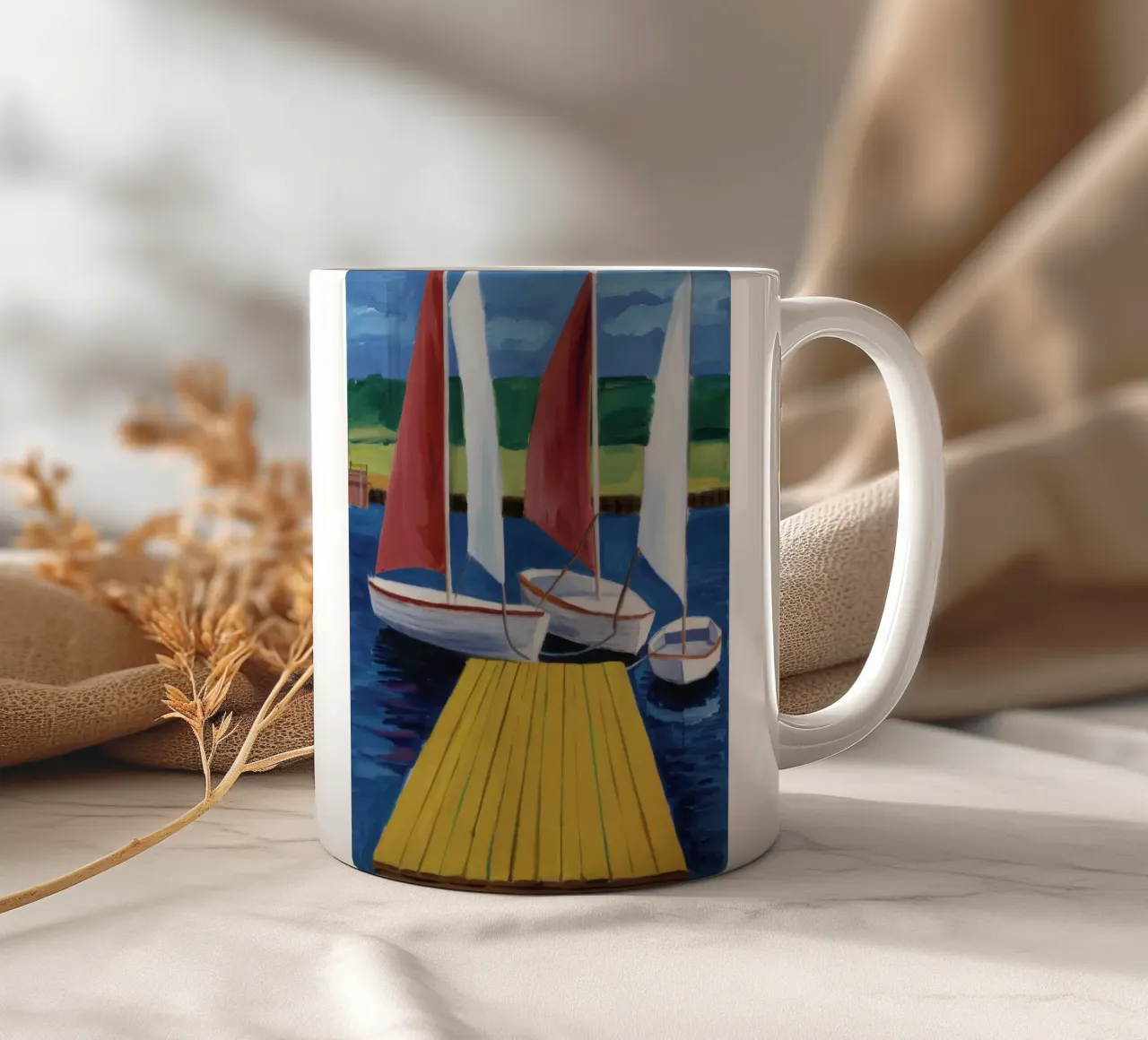 Sailboat Dock Calm mug en céramique de Mystic Grain