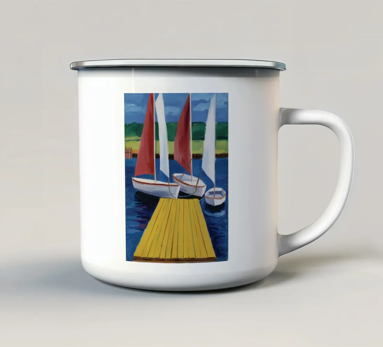 Velero Muelle Calma taza de esmalte de Mystic Grain