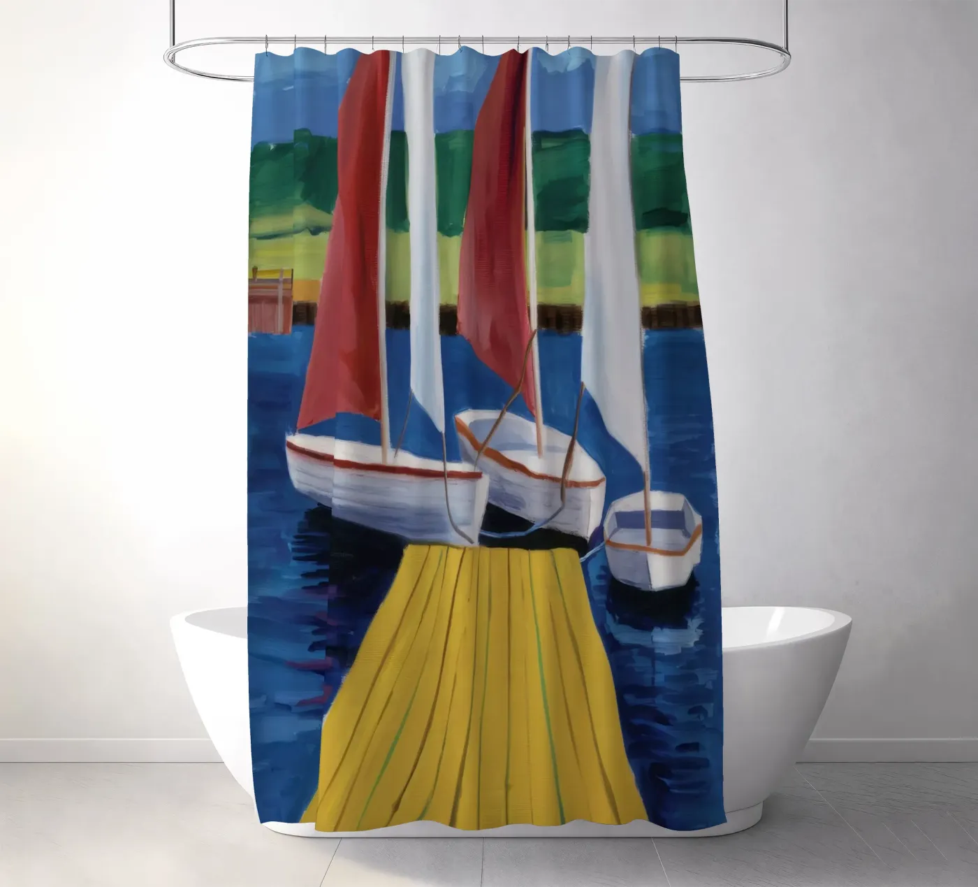 Zeilboot Dock Rust douchegordijn van Mystic Grain