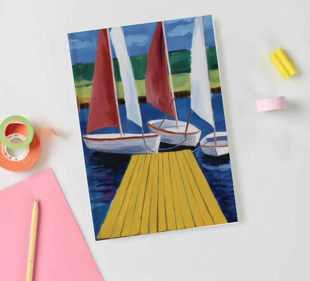 Sailboat Dock Calm notebook by Mystic Grain