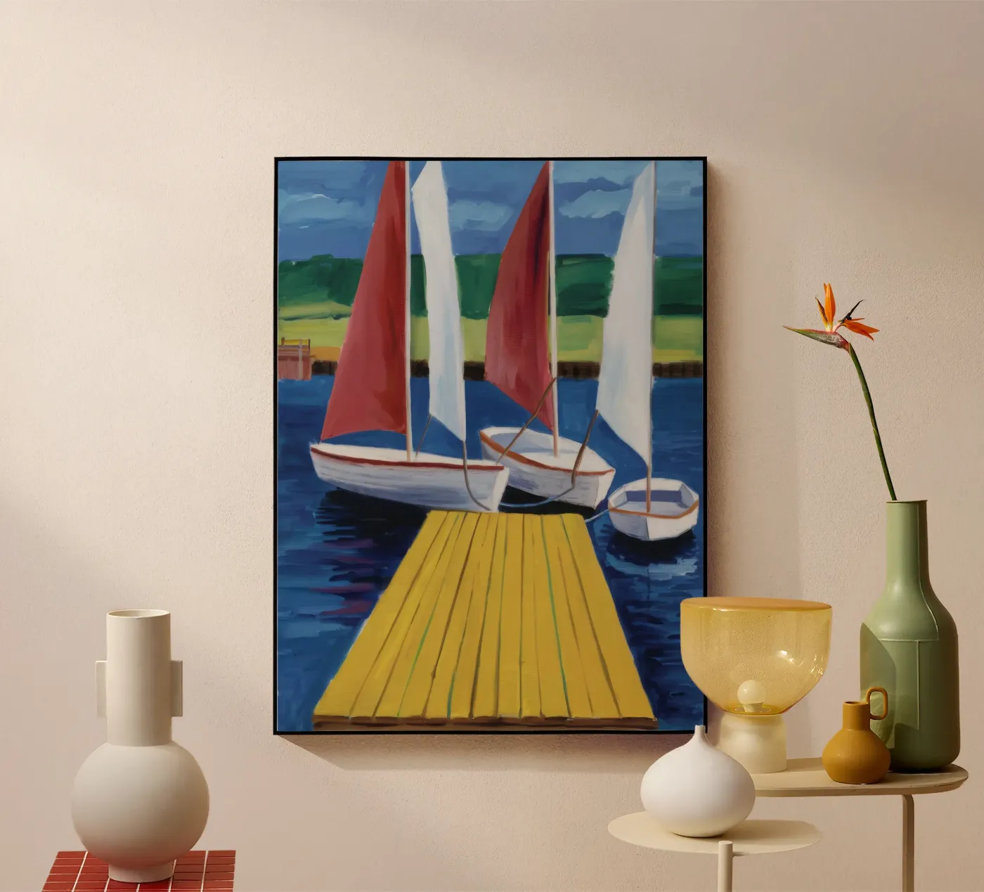 Sailboat Dock Calm acryl van Mystic Grain