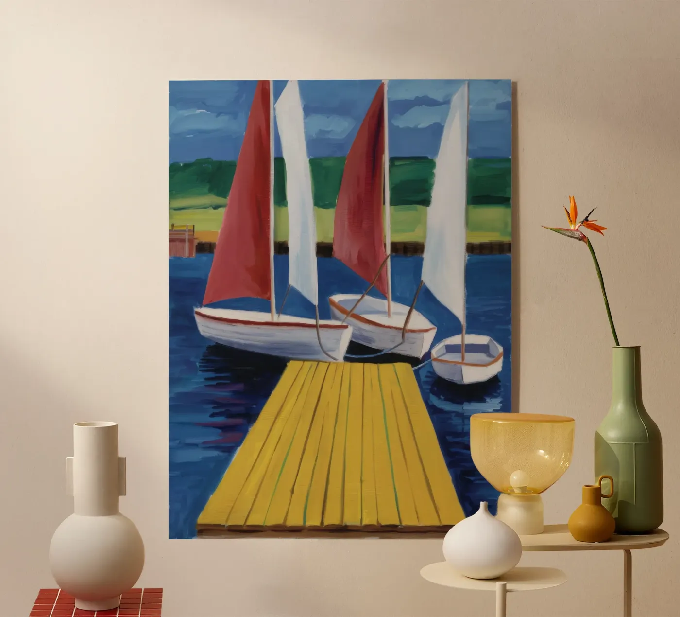 Sailboat Dock Calm acryl van Mystic Grain