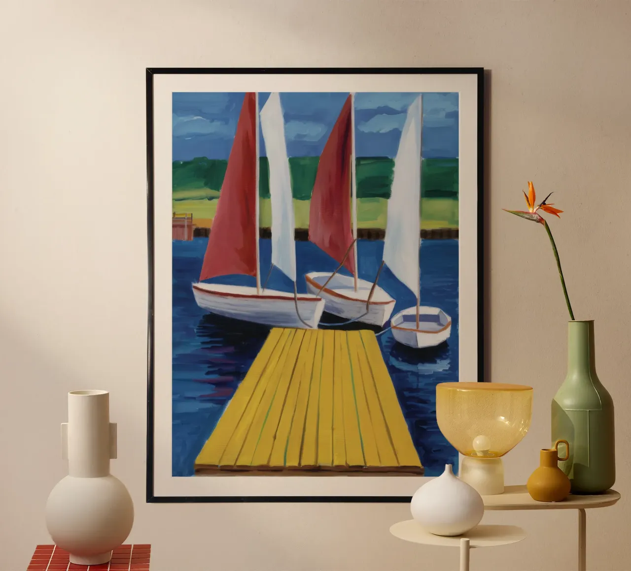 Zeilboot Dock Rust poster van Mystic Grain