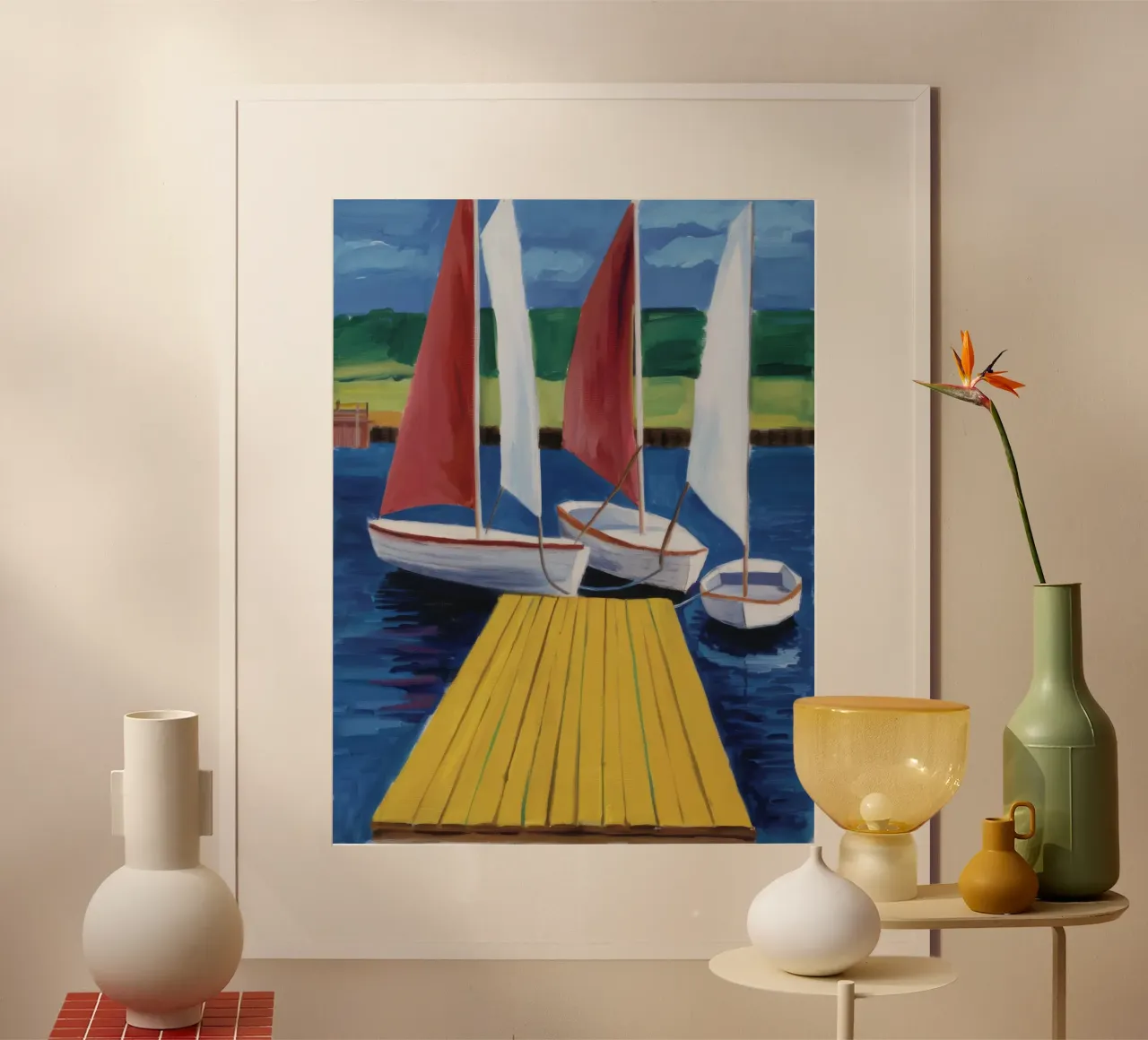 Zeilboot Dock Rust poster van Mystic Grain