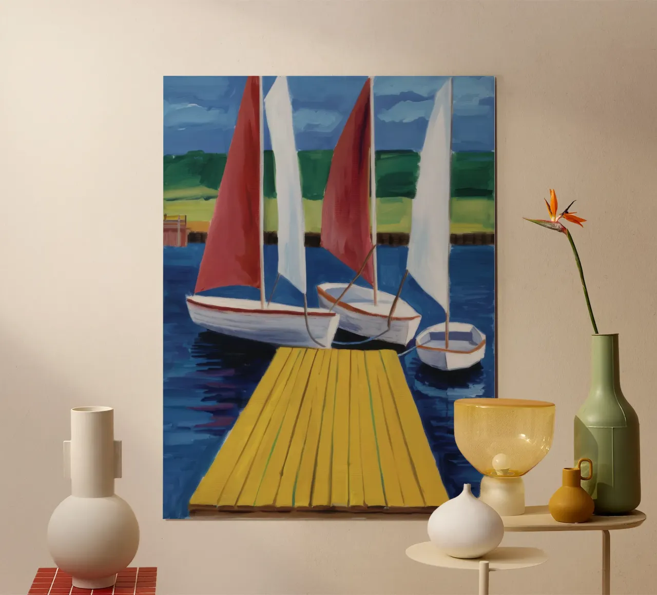 Zeilboot Dock Rust poster van Mystic Grain