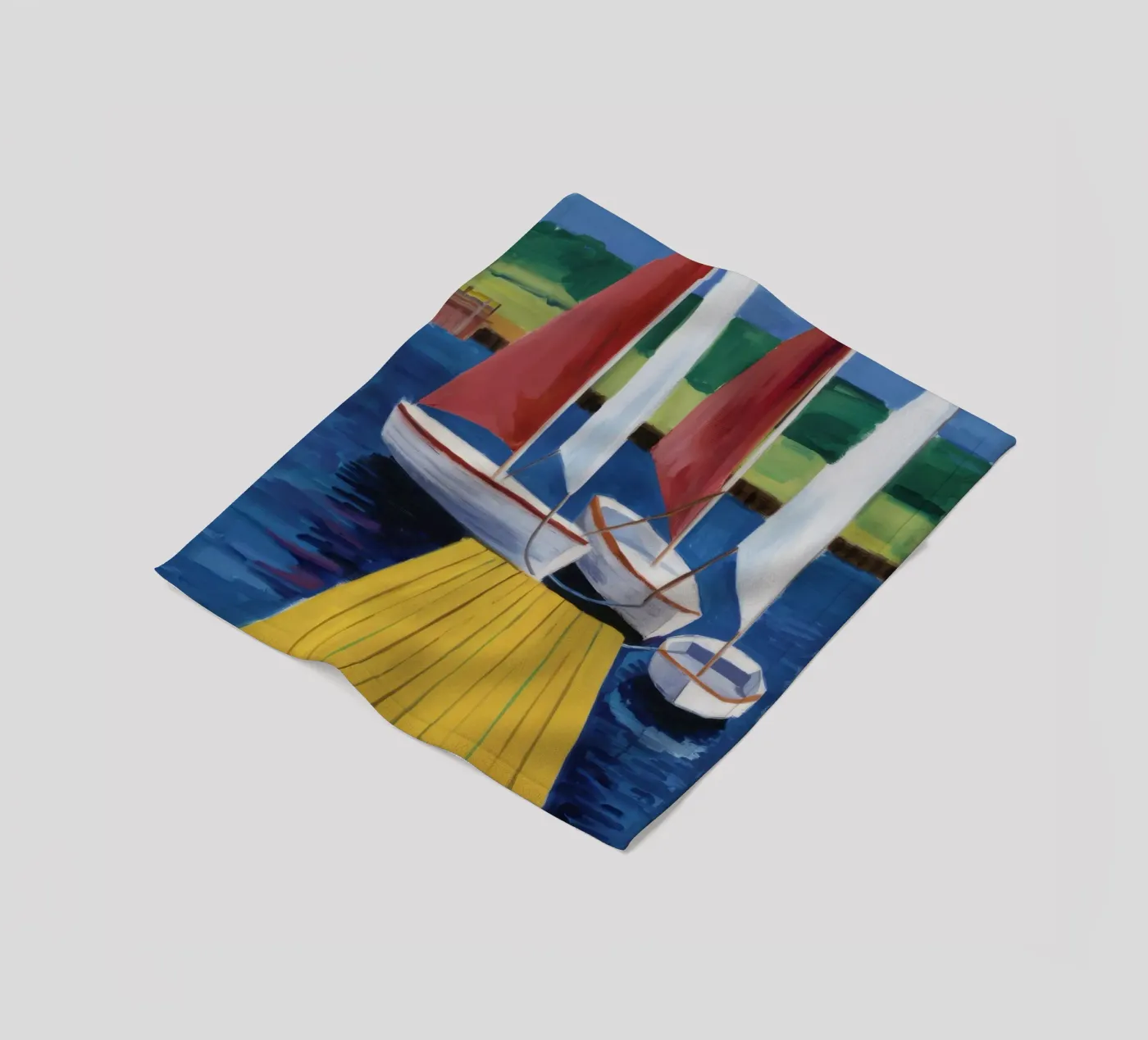 Sailboat Dock Calm Fleecedecke von Mystic Grain