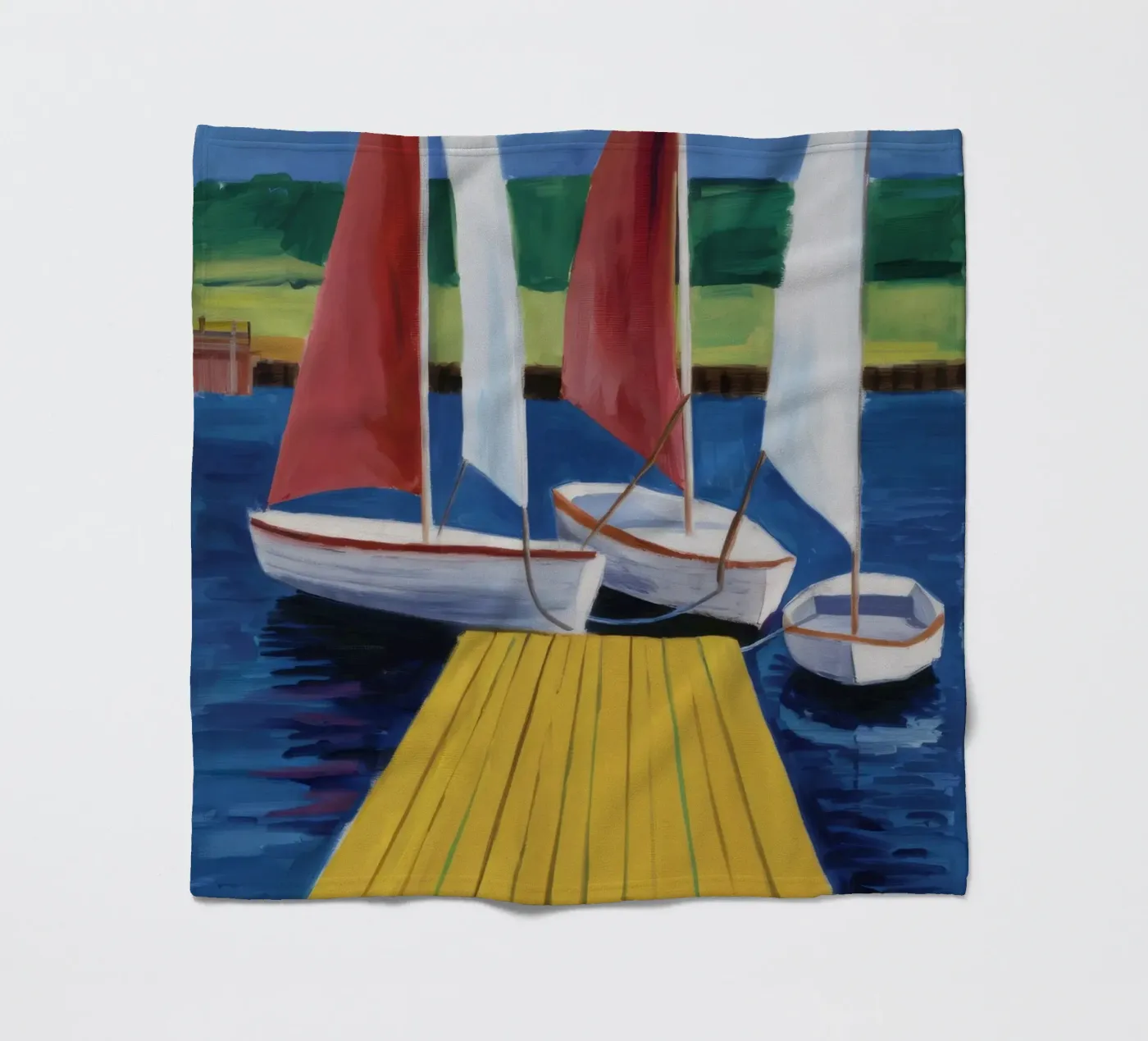 Sailboat Dock Calm Fleecedecke von Mystic Grain