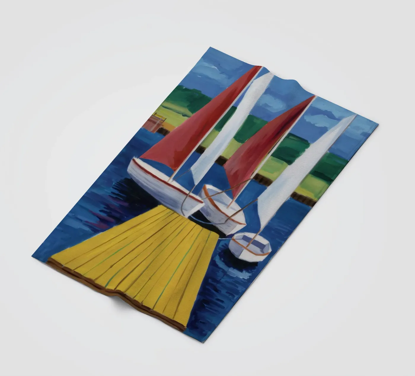 Sailboat Dock Calm Fleecedecke von Mystic Grain