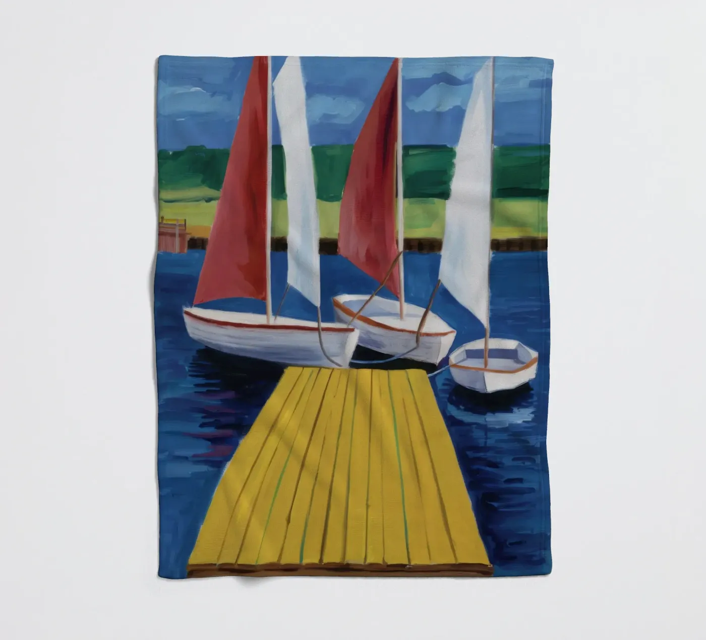 Sailboat Dock Calm Fleecedecke von Mystic Grain