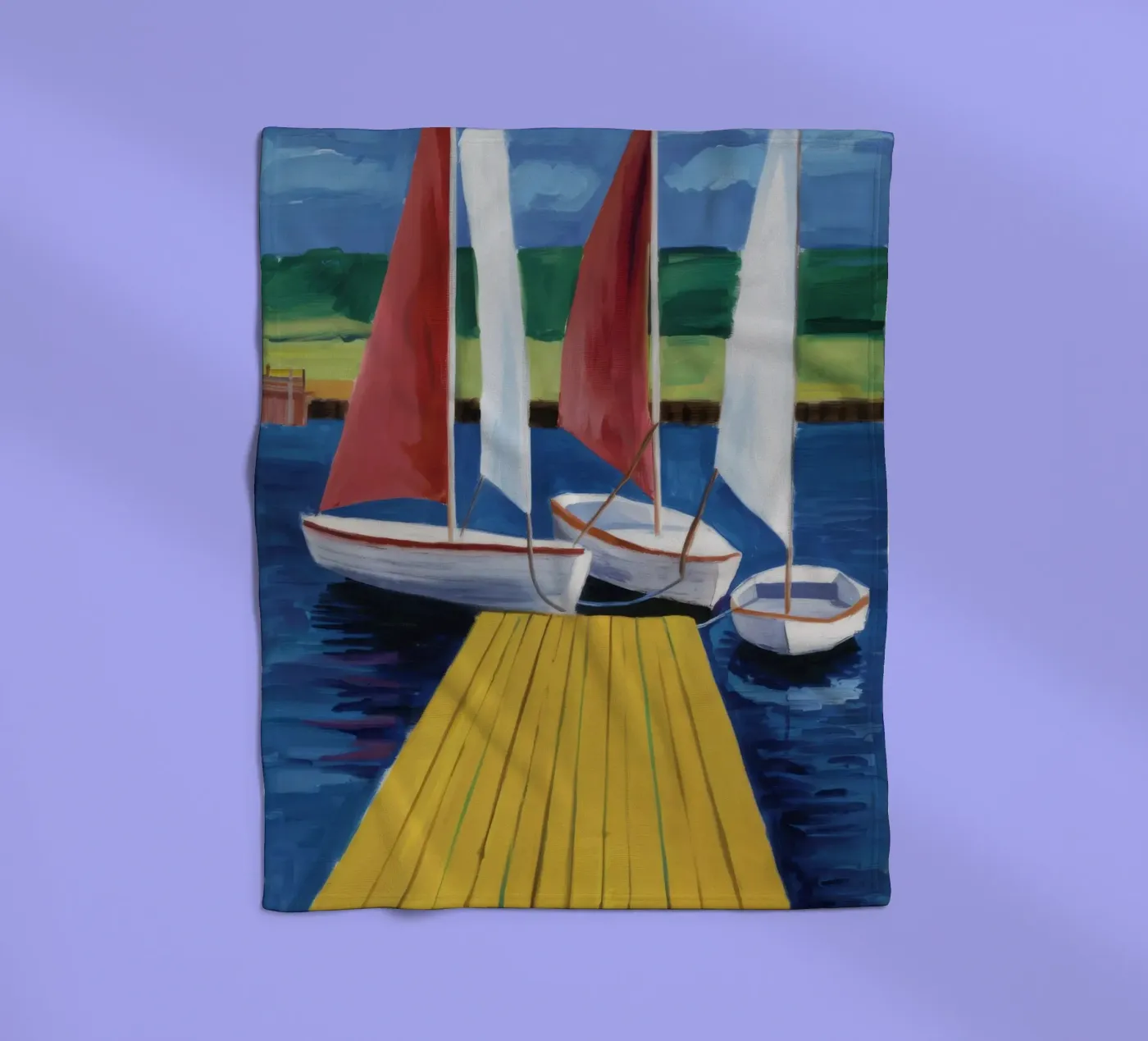 Sailboat Dock Calm Fleecedecke von Mystic Grain