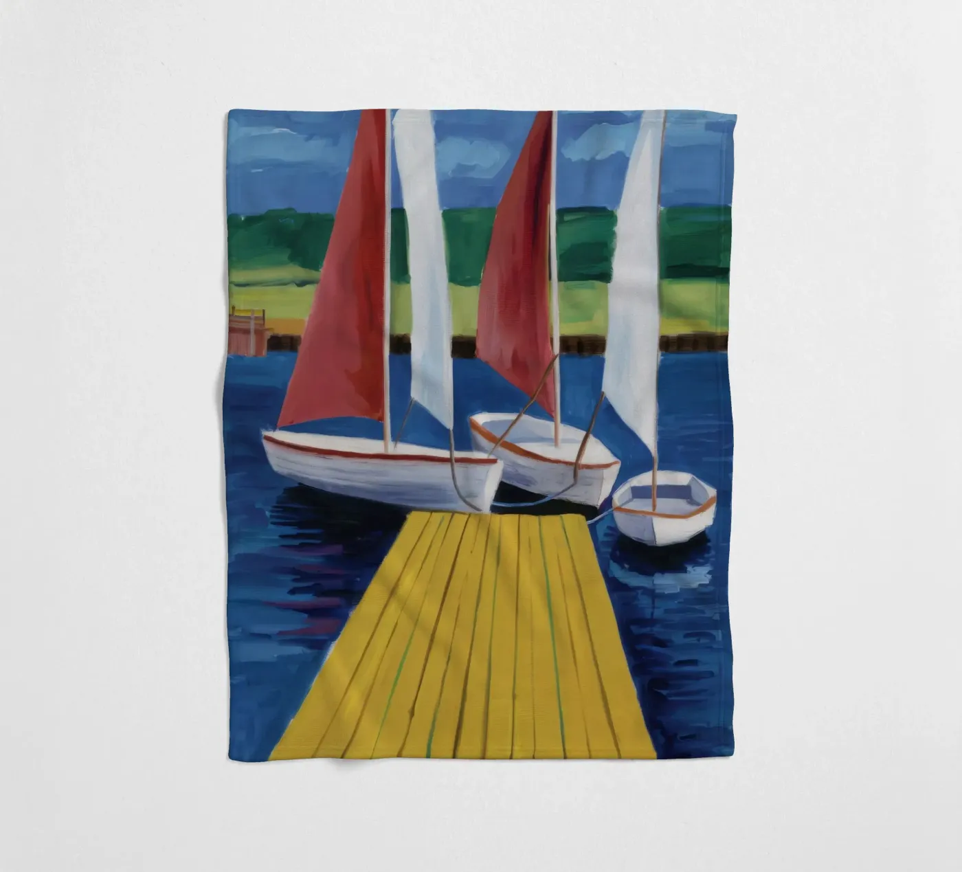Sailboat Dock Calm Fleecedecke von Mystic Grain