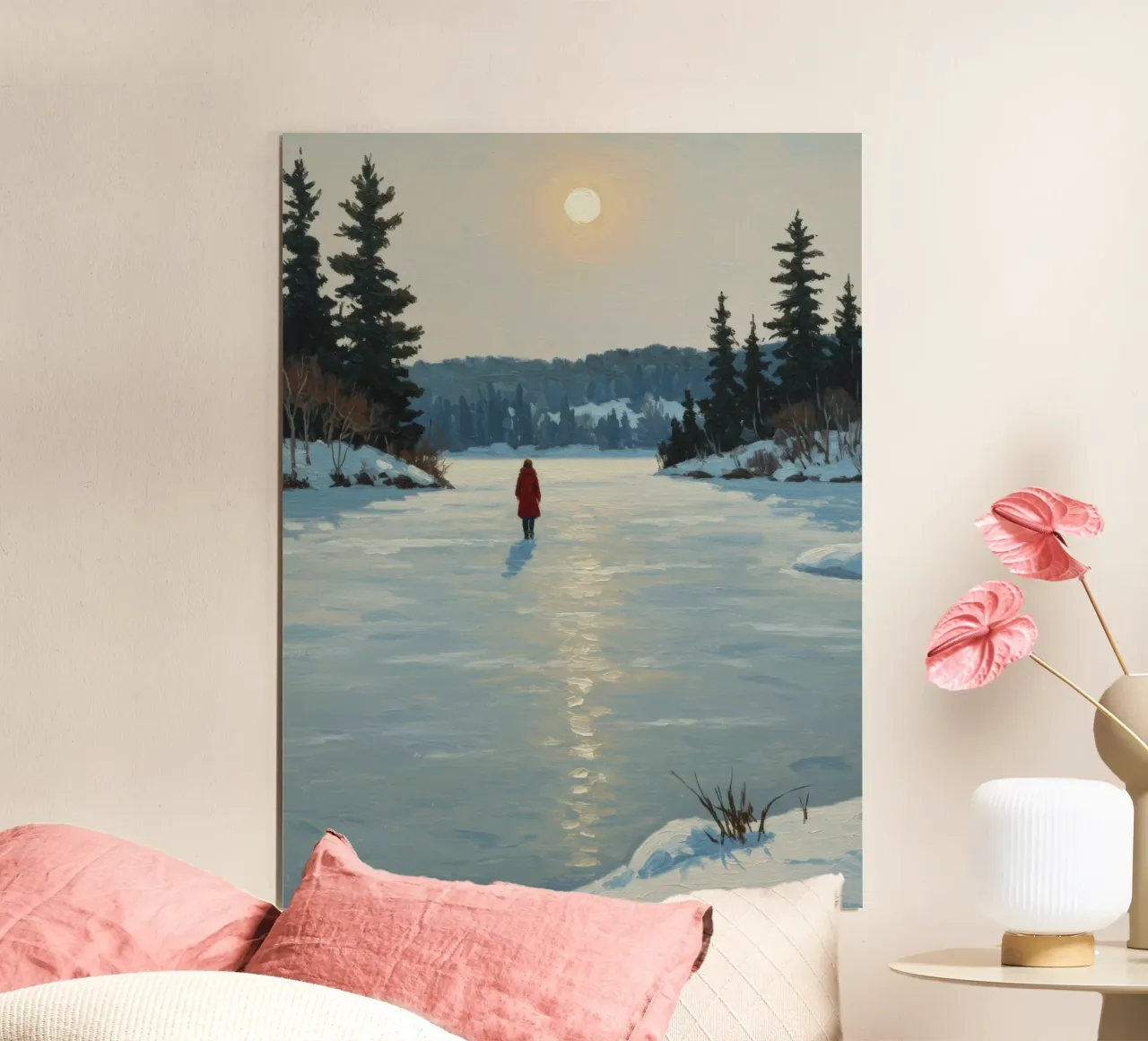 Frozen Lake Poster mit Holzrahmen von Art Center