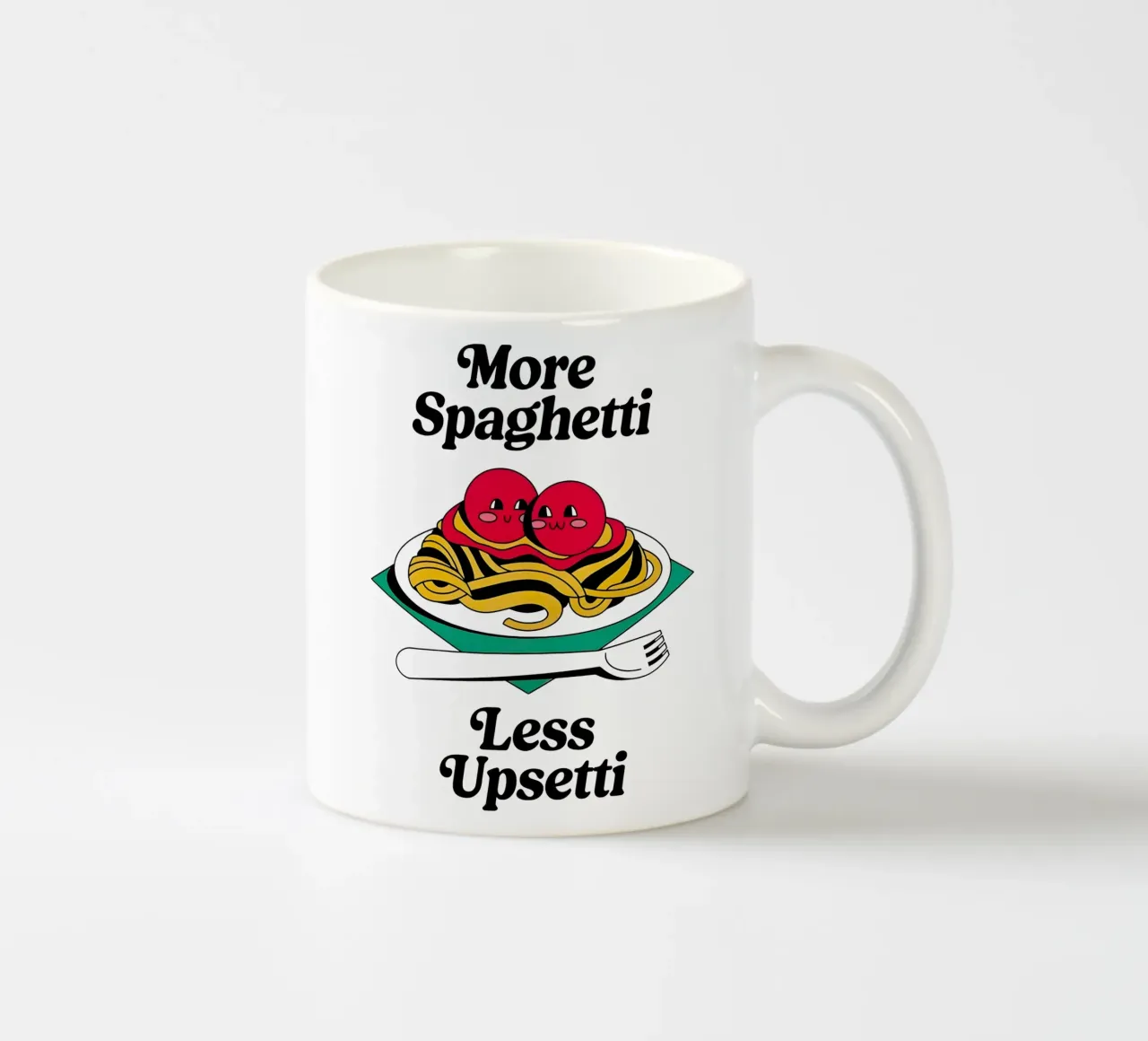 More Spaghetti, Less Upsetti tazza in ceramica da Attaboy Dsgn