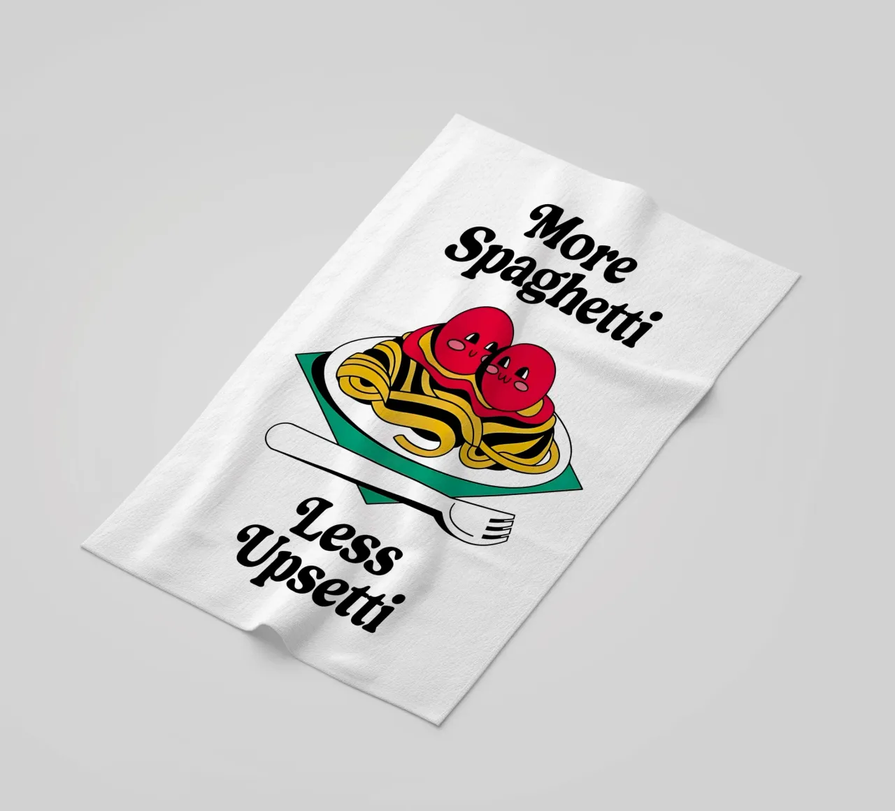 More Spaghetti, Less Upsetti telo mare da Attaboy Dsgn
