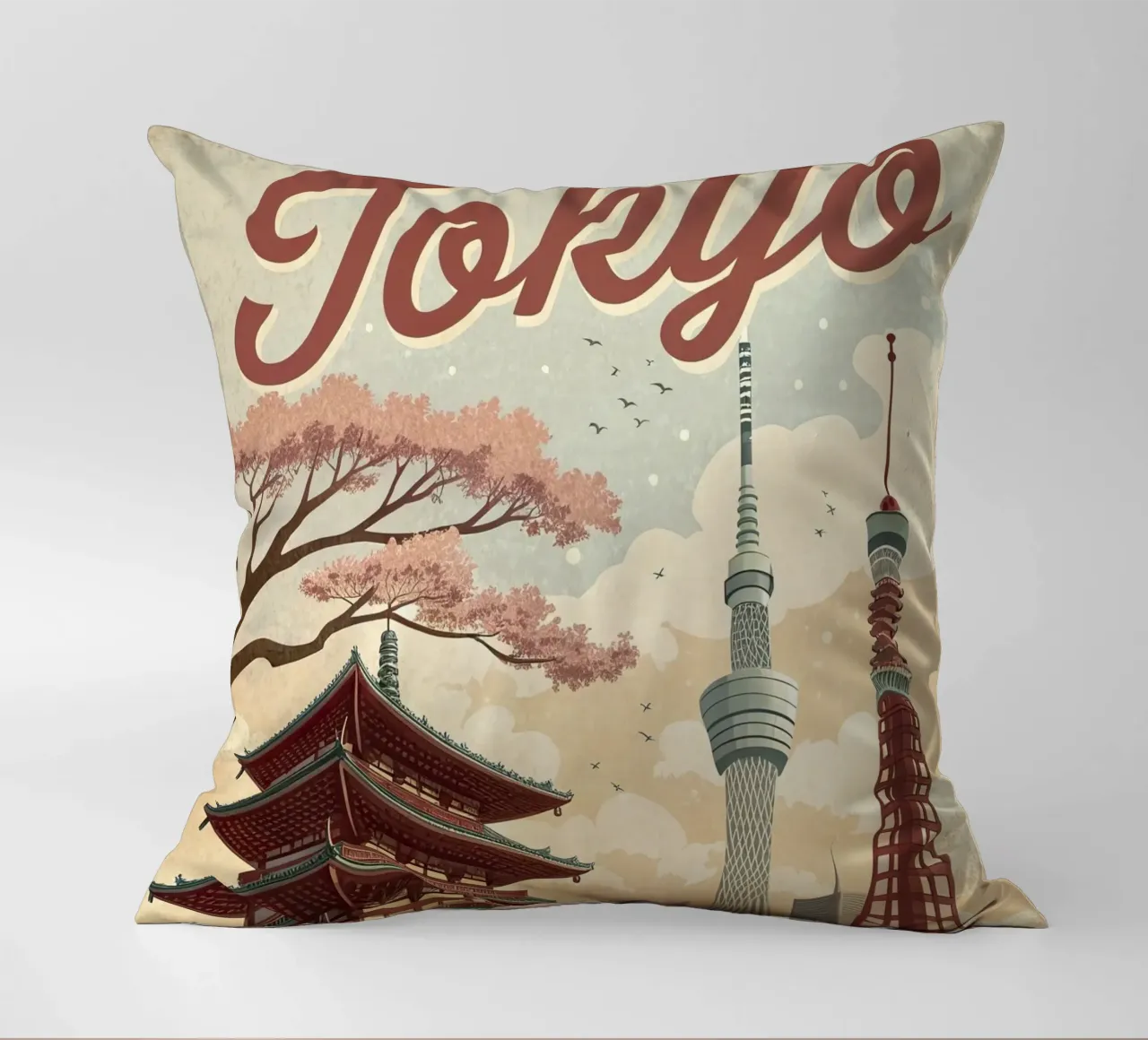 Poster retrò d'epoca di Tokyo cuscino da 🎁 ARTVI-SHOP