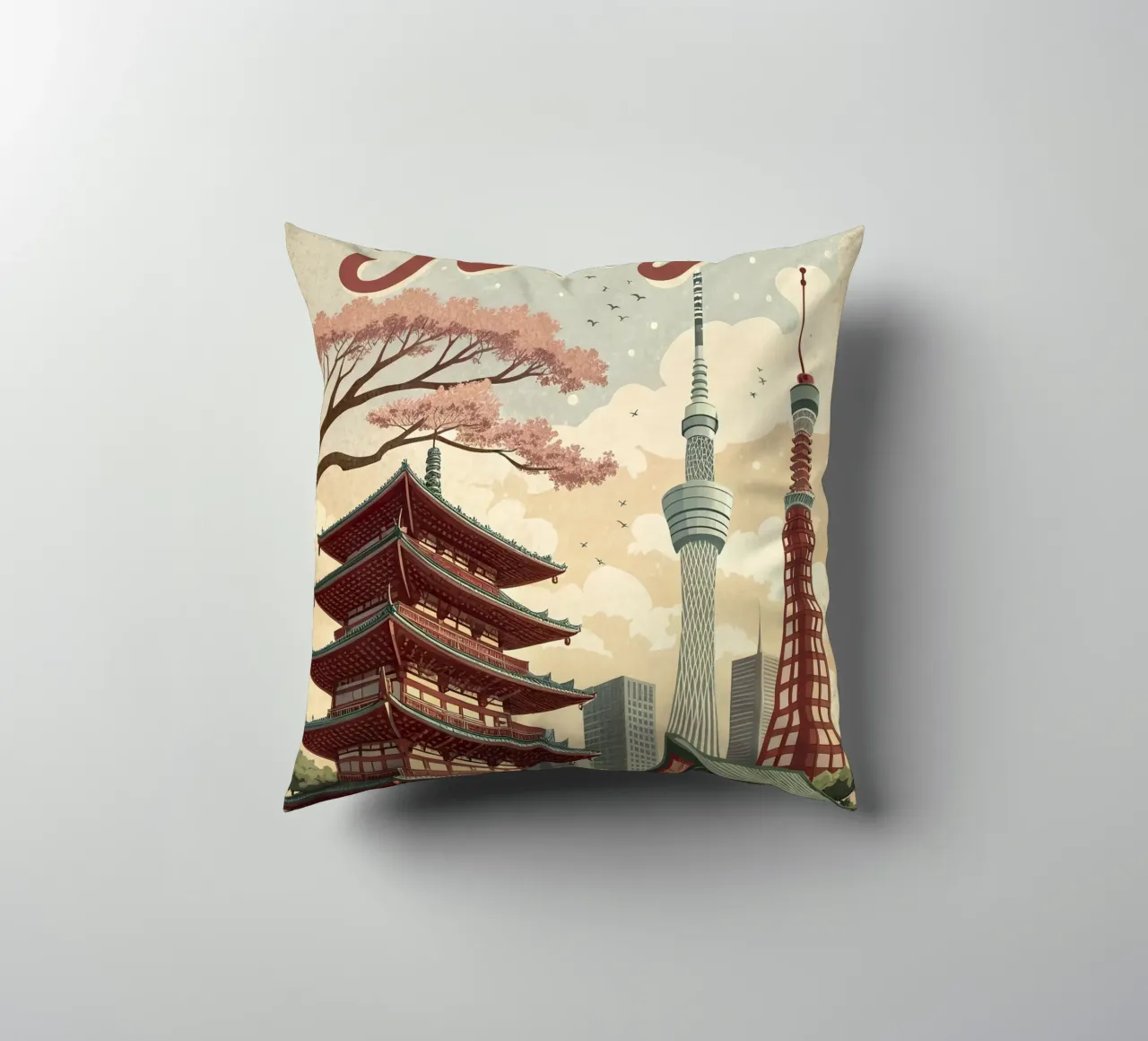 Poster retrò d'epoca di Tokyo cuscino da 🎁 ARTVI-SHOP