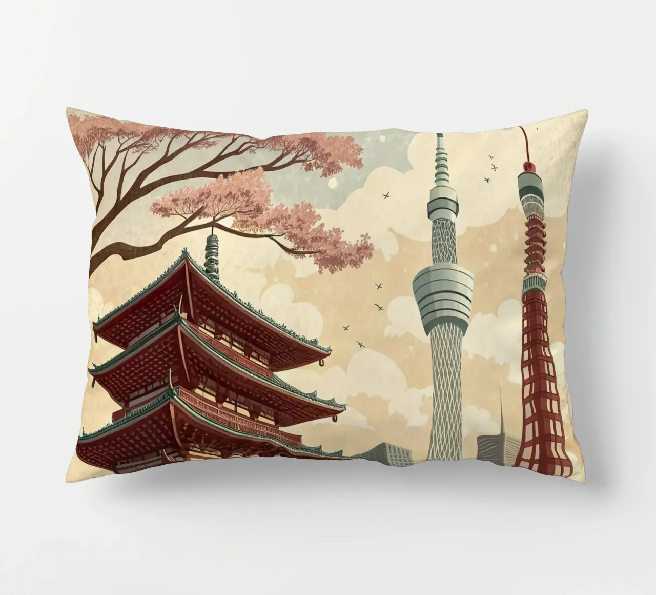 Poster retrò d'epoca di Tokyo cuscino da 🎁 ARTVI-SHOP