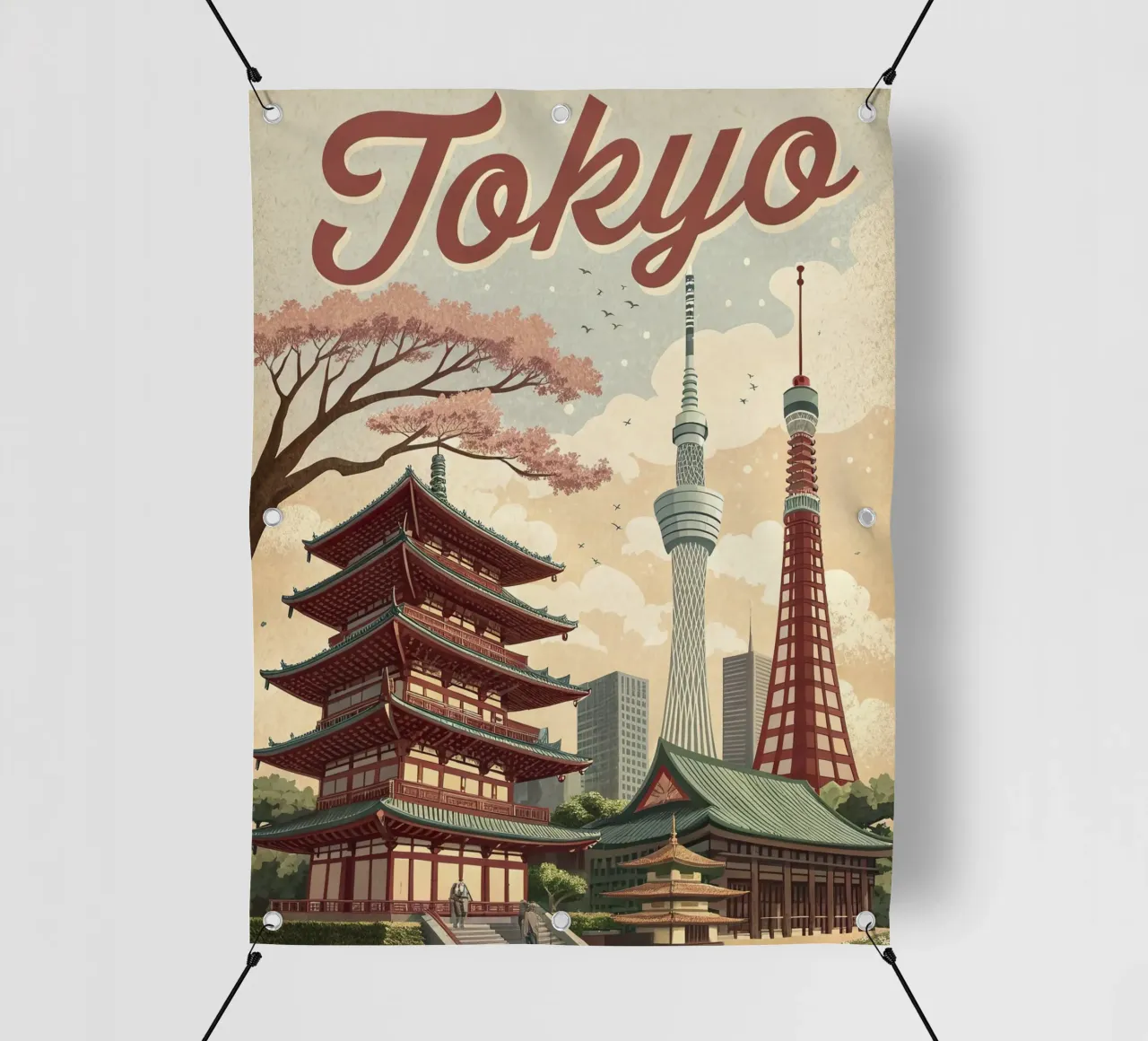 Poster retrò d'epoca di Tokyo telo in pvc da 🎁 ARTVI-SHOP