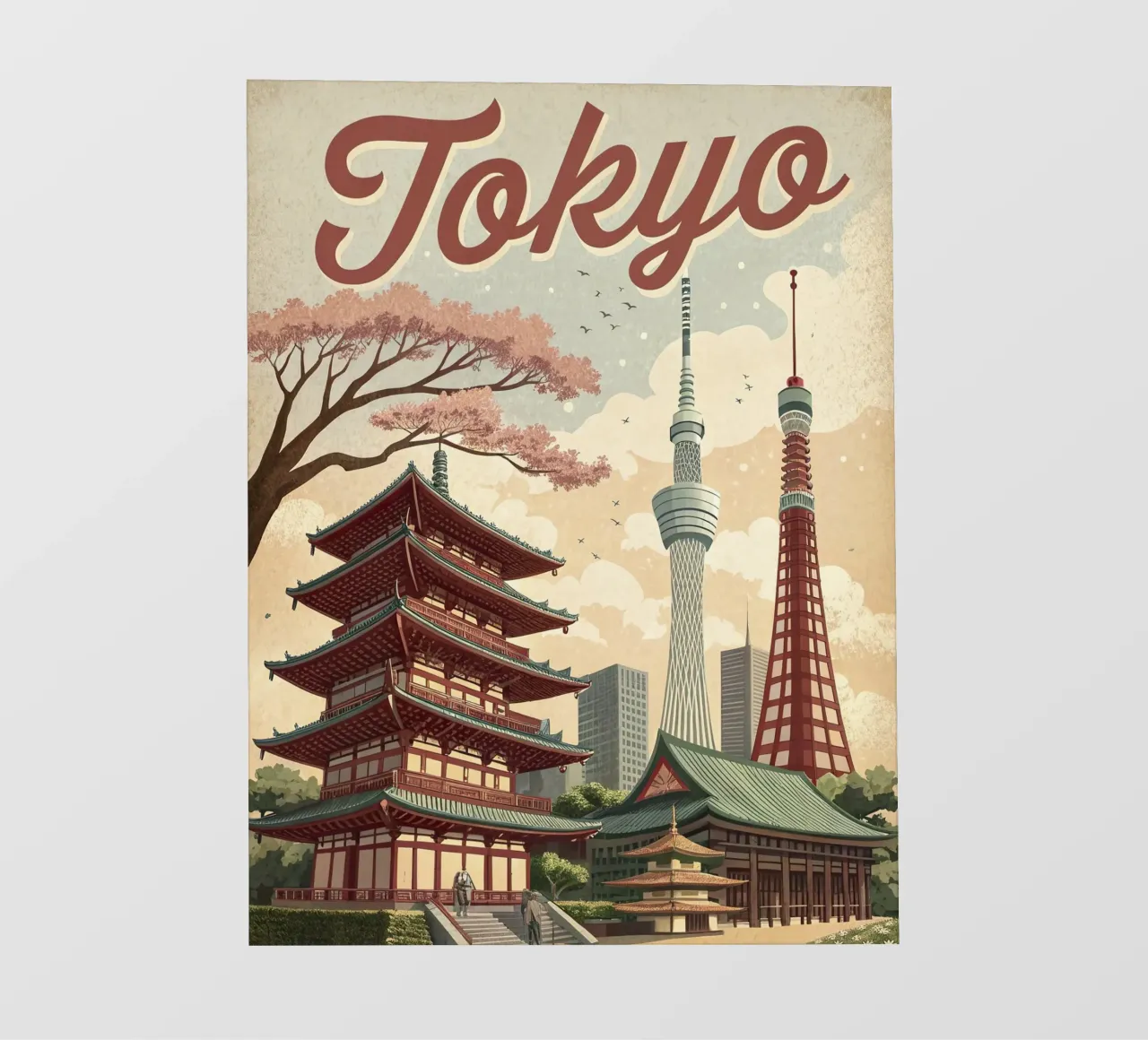 Poster retrò d'epoca di Tokyo telo in pvc da 🎁 ARTVI-SHOP