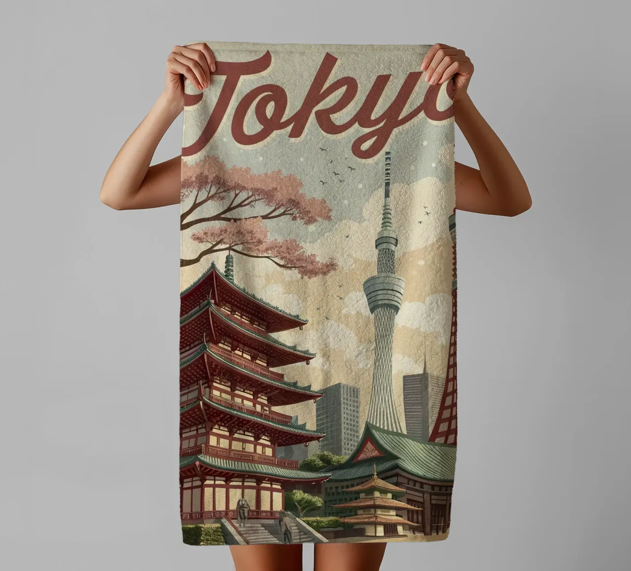 Poster retrò d'epoca di Tokyo asciugamano da bagno da 🎁 ARTVI-SHOP
