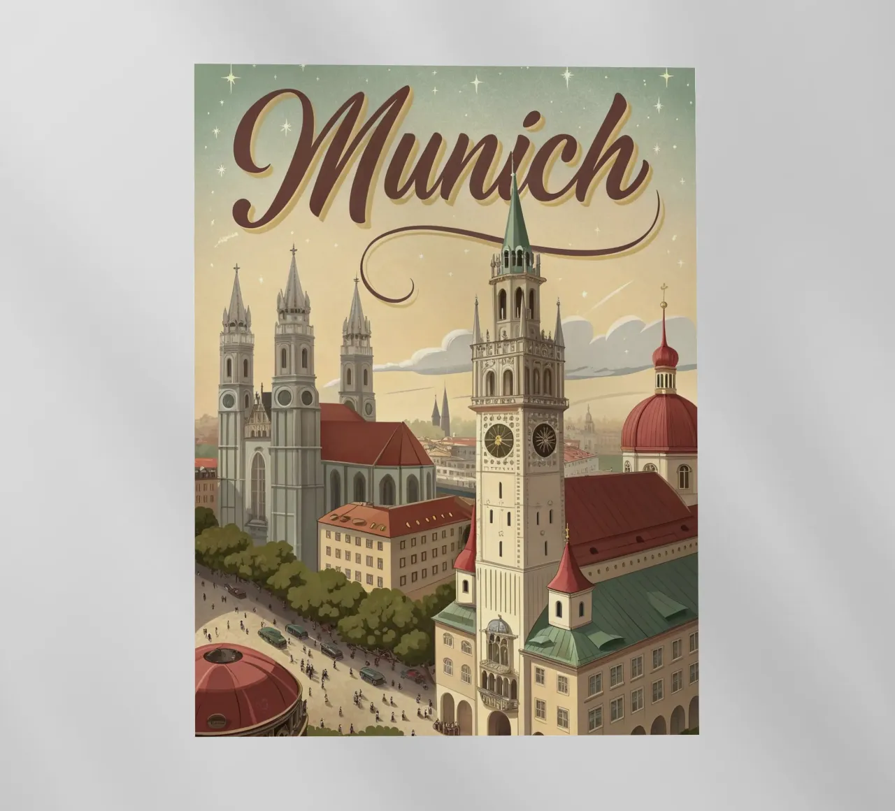 Poster retrò d'epoca di Monaco di Baviera pellicola backlit da ARTVI-SHOP